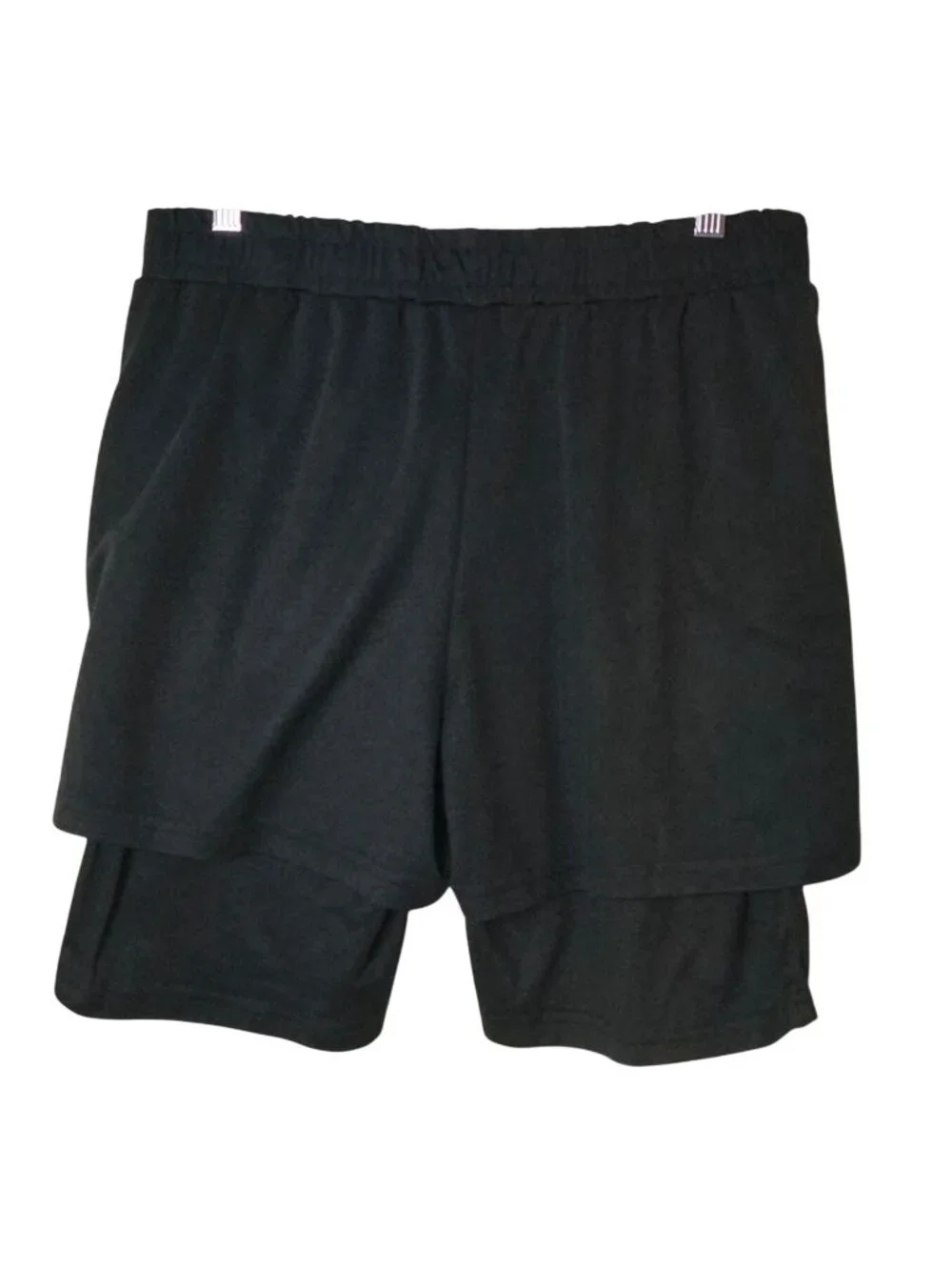 Faith Womens L 2N1 Athletic Shorts Black Pockets Elastic Cross Graphic NOTW